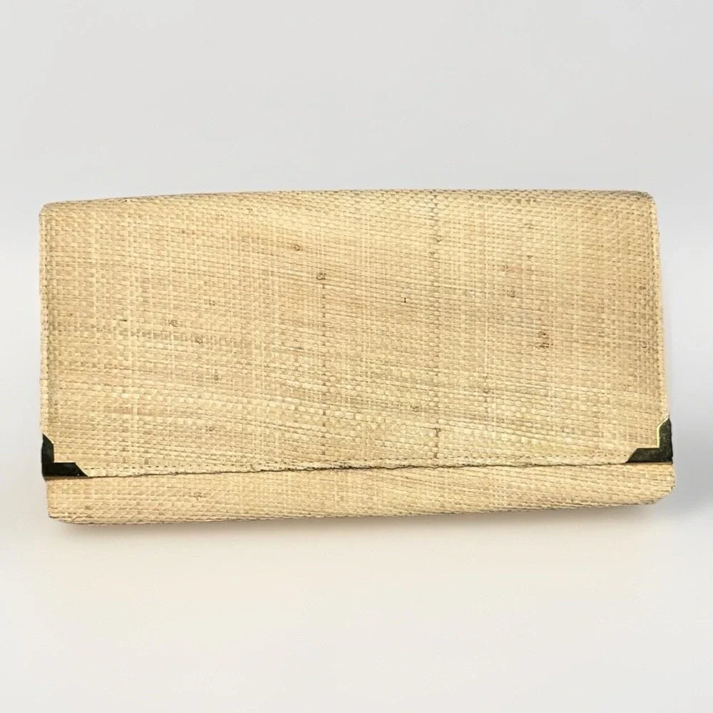 Vintage Harry Levine Straw Clutch Purse With Gold Hardware